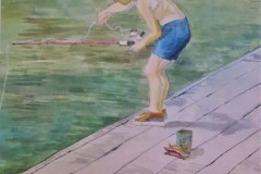 Young Boy Fishing Opeongo Lake Circa 1990