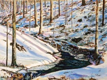 3-Brook-and-Shadows-Through-Winter-Ravine-18x24-Jan-10-2023